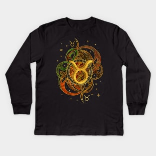 Taurus Zodiac Sign Earth element Kids Long Sleeve T-Shirt